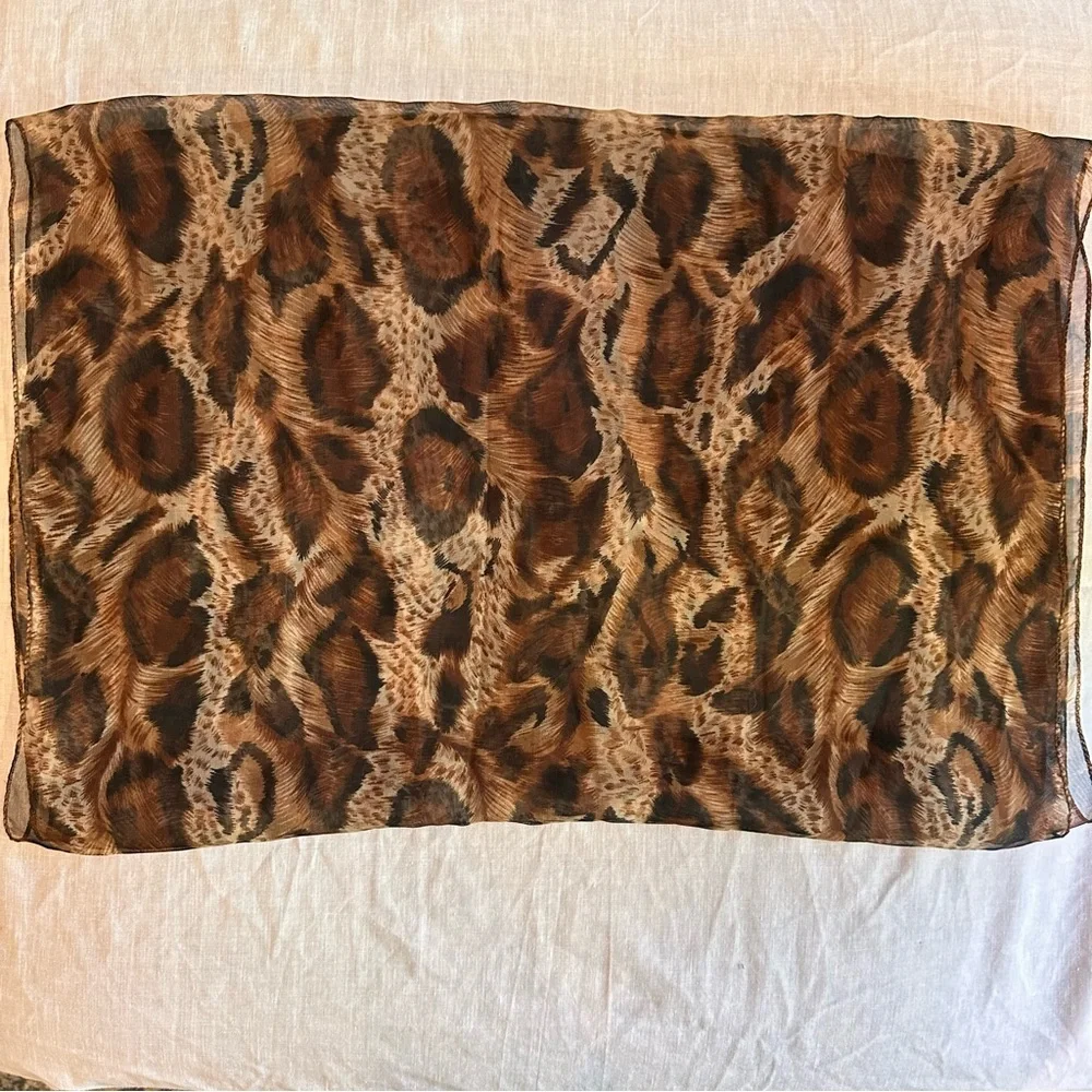 Leopard Print Sheer Scarf‎ 52x20 – Lightweight Animal Print Wrap Accessory